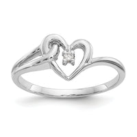 14k White Gold Polished AA Diamond heart ring-Y1766AA