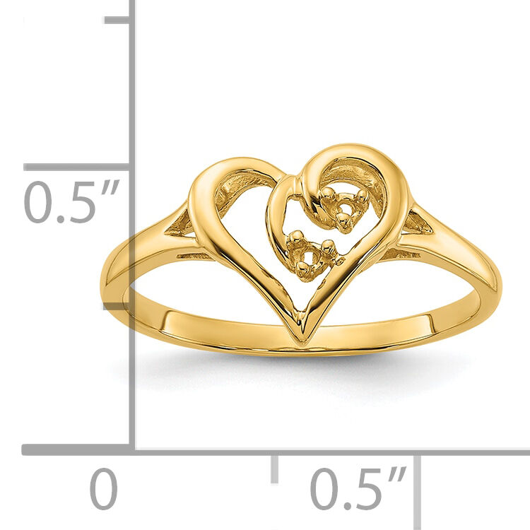 14k Polished .03ct. Diamond Heart Ring Mounting-Y1774