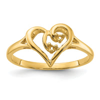 14k Polished .03ct. Diamond Heart Ring Mounting-Y1774