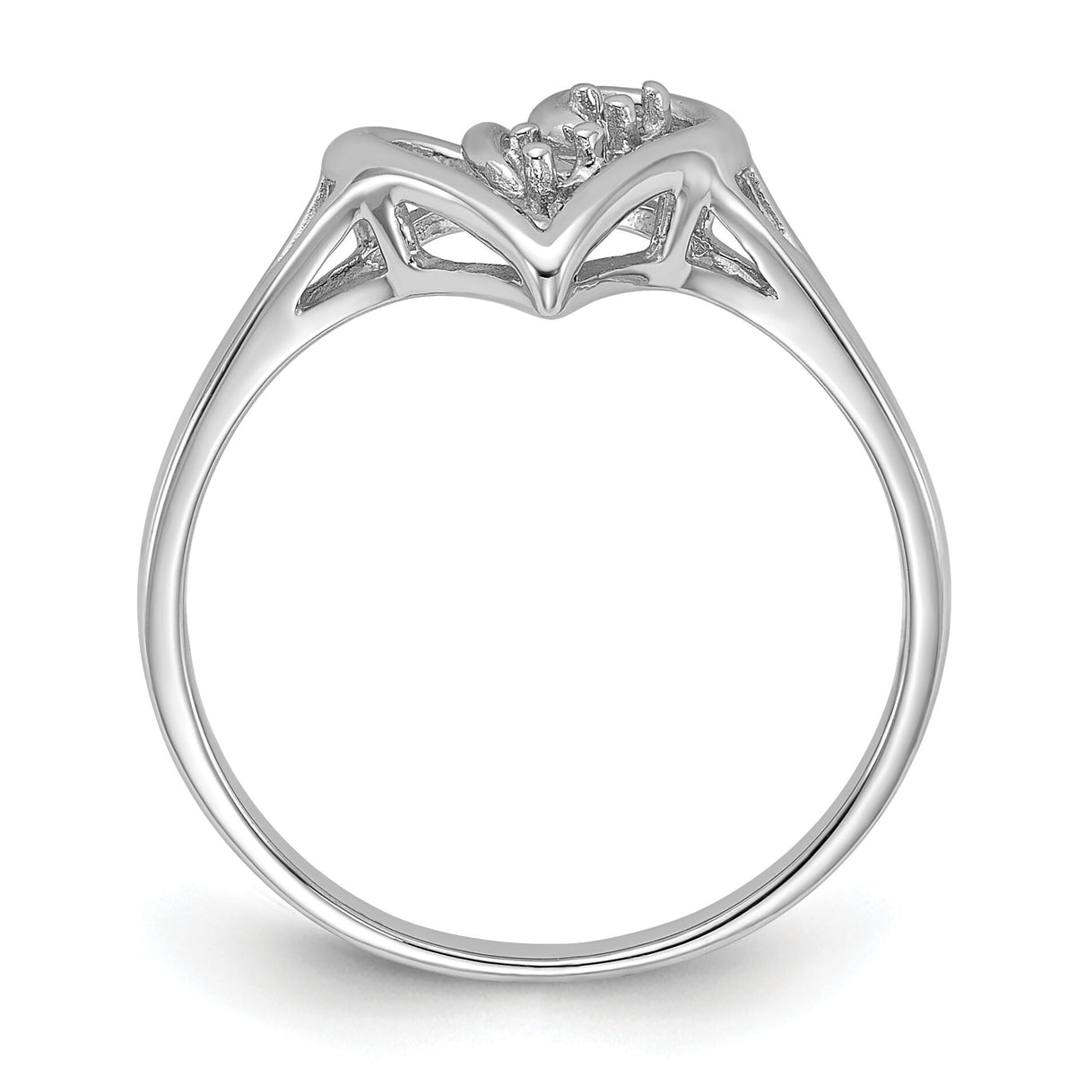 14k White Gold Polished Heart Ring Mounting-Y1775