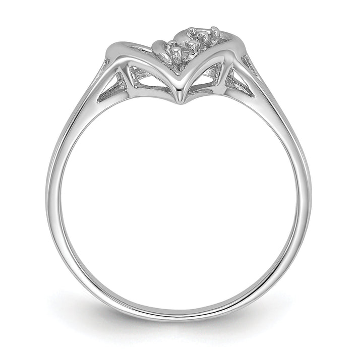 14k White Gold Polished Heart Ring Mounting-Y1775