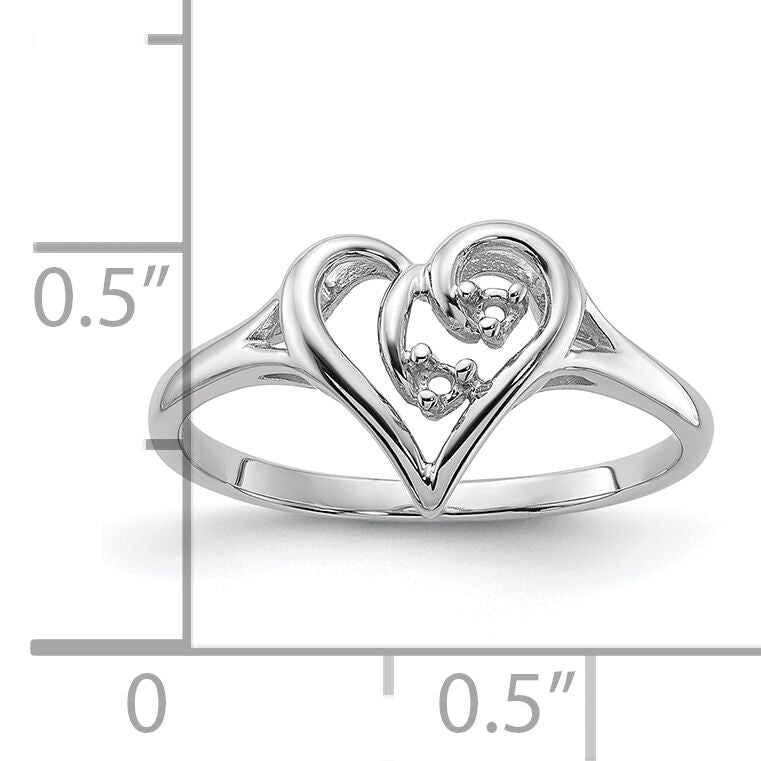 14k White Gold Polished Heart Ring Mounting-Y1775