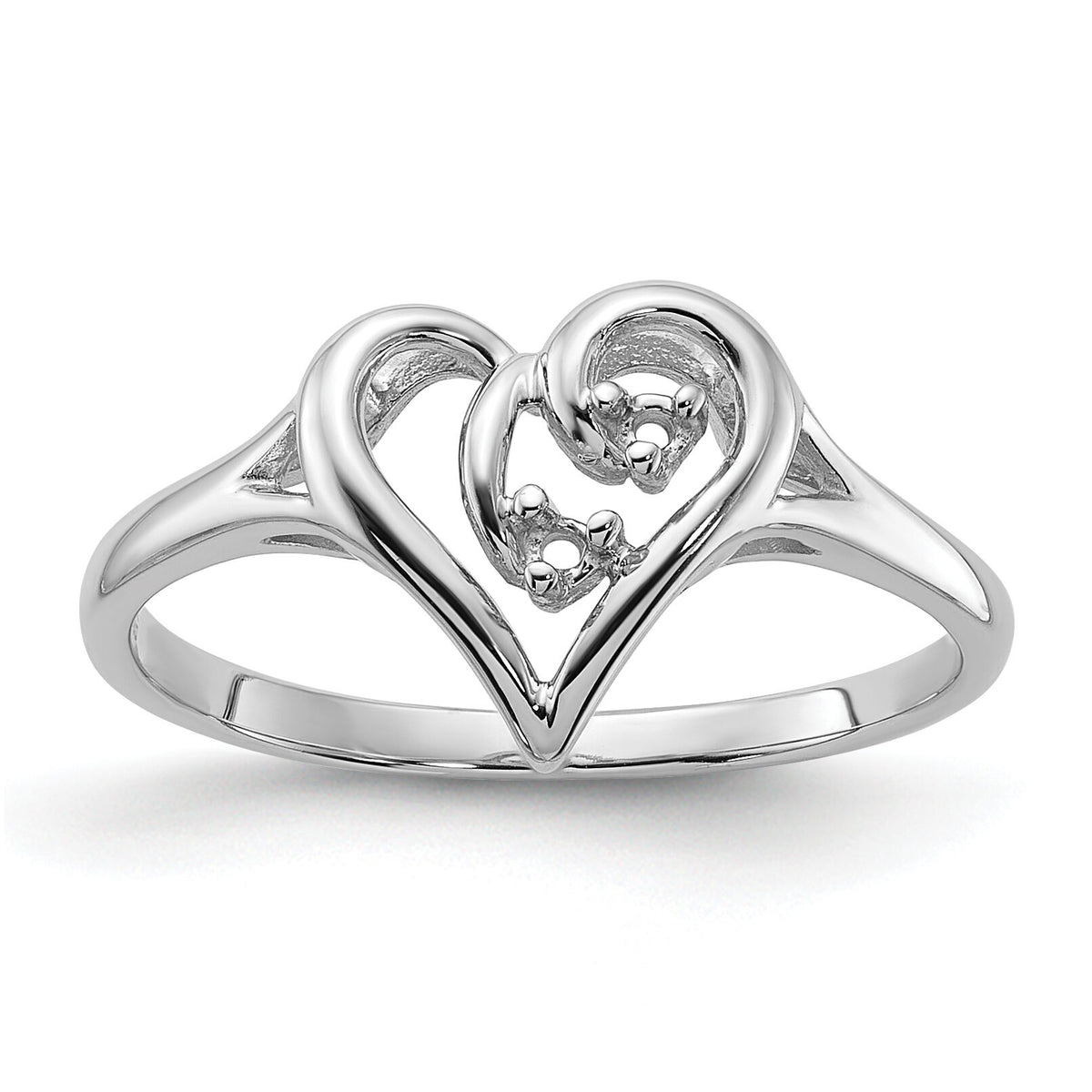 14k White Gold Polished Heart Ring Mounting-Y1775