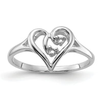 14k White Gold Polished Heart Ring Mounting-Y1775