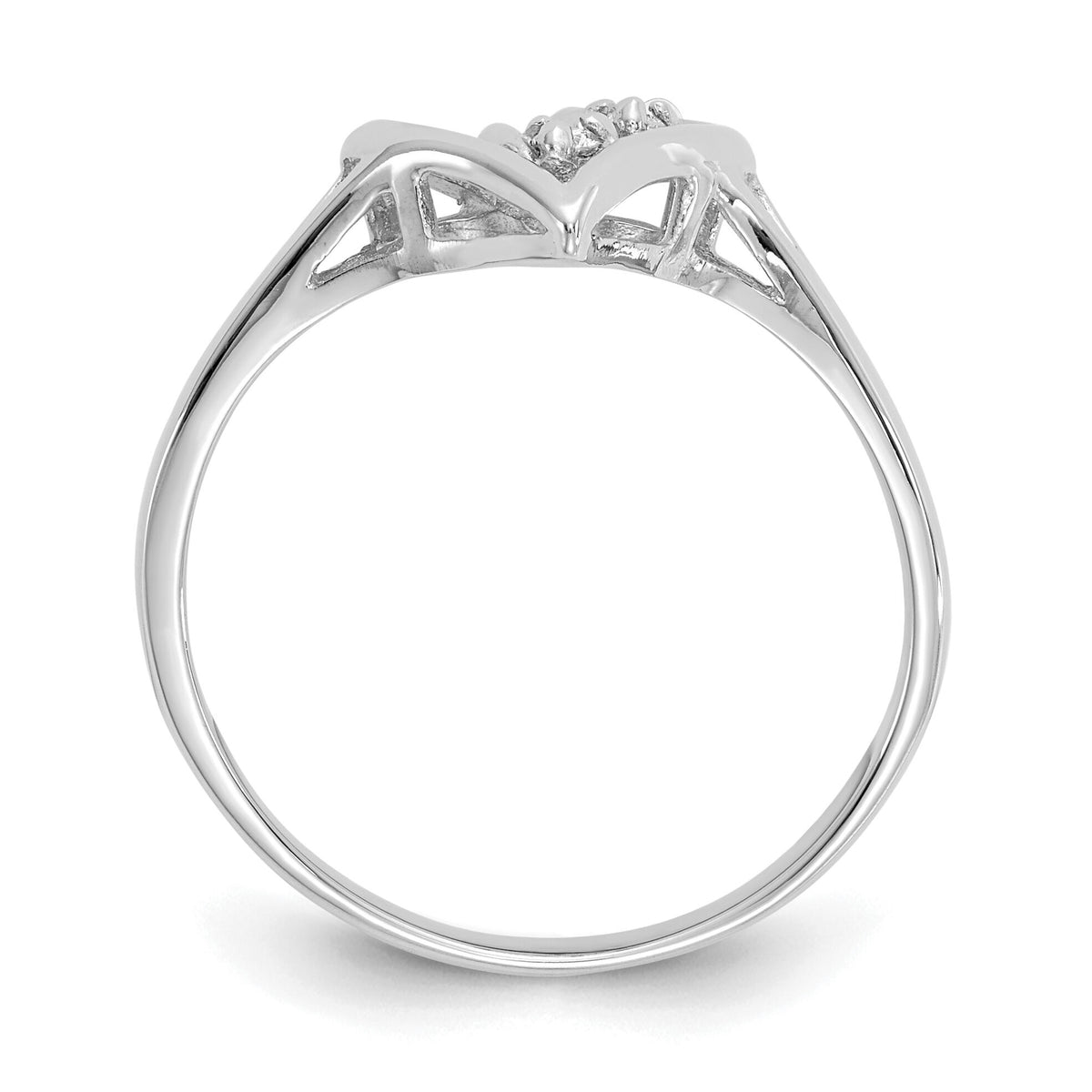 14k White Gold Polished AA Diamond Heart Ring-Y1775AA
