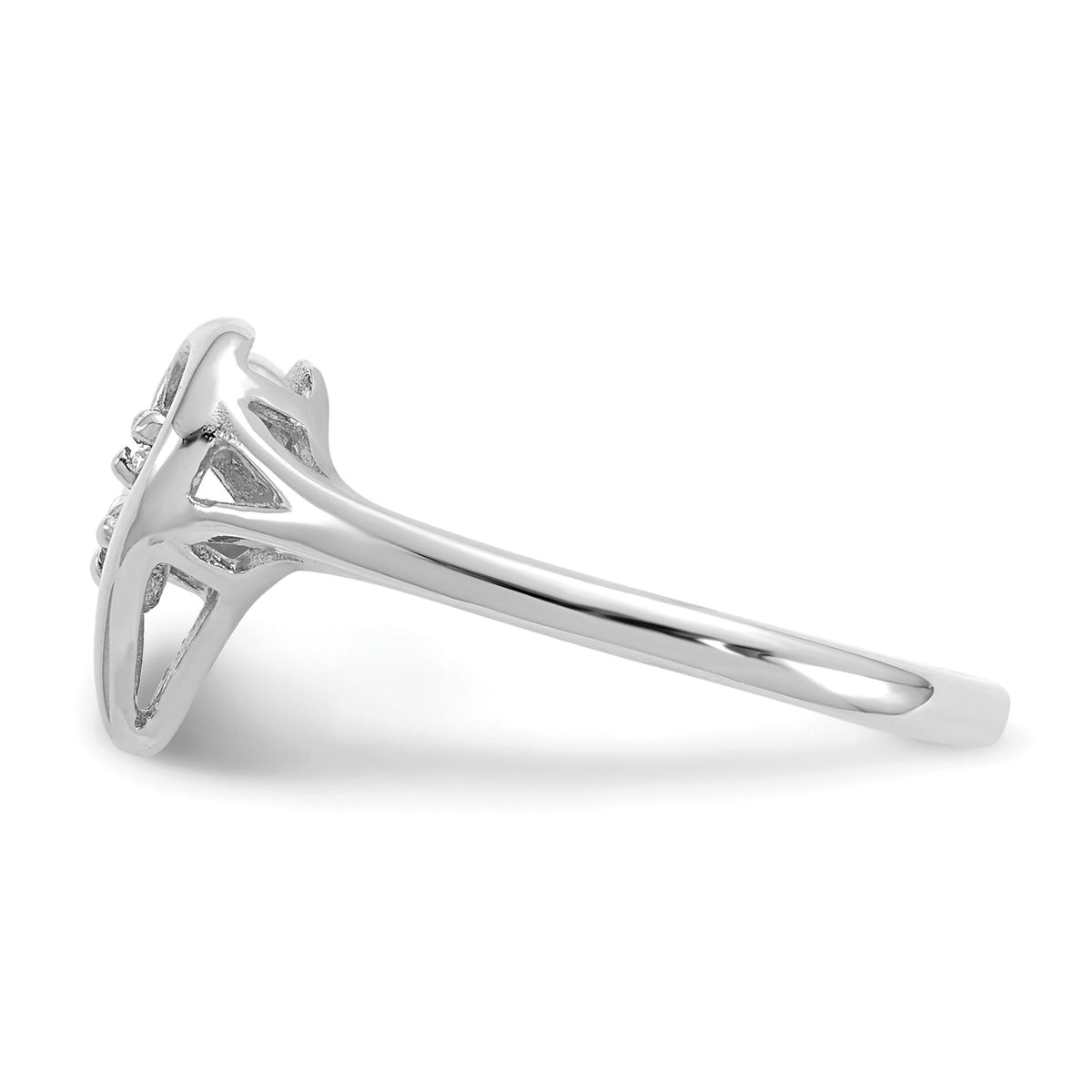 14k White Gold Polished AA Diamond Heart Ring-Y1775AA