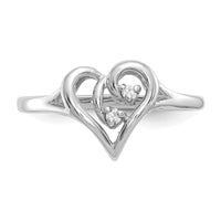 14k White Gold Polished AA Diamond Heart Ring-Y1775AA