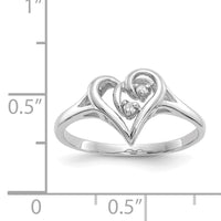 14k White Gold Polished AA Diamond Heart Ring-Y1775AA