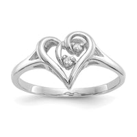 14k White Gold Polished AA Diamond Heart Ring-Y1775AA