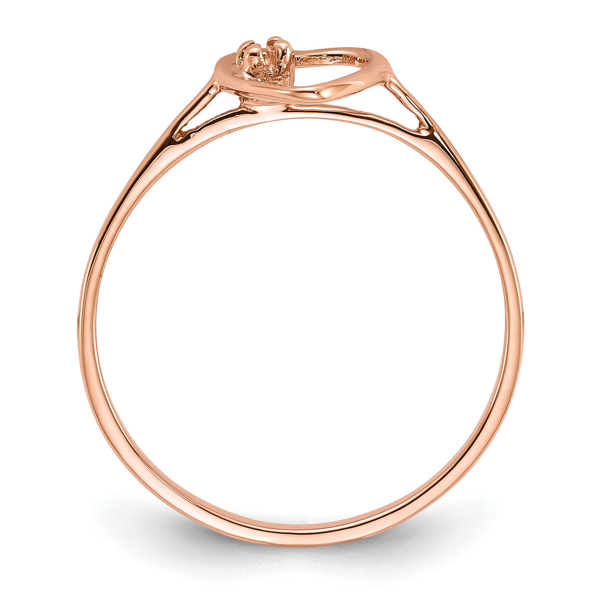 14k Rose Gold Polished .02ct. Diamond Heart Ring Mounting-Y1779