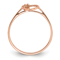 14k Rose Gold Polished .02ct. Diamond Heart Ring Mounting-Y1779