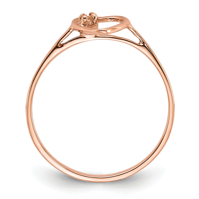 14k Rose Gold Polished .02ct. Diamond Heart Ring Mounting-Y1779
