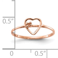 14k Rose Gold Polished .02ct. Diamond Heart Ring Mounting-Y1779