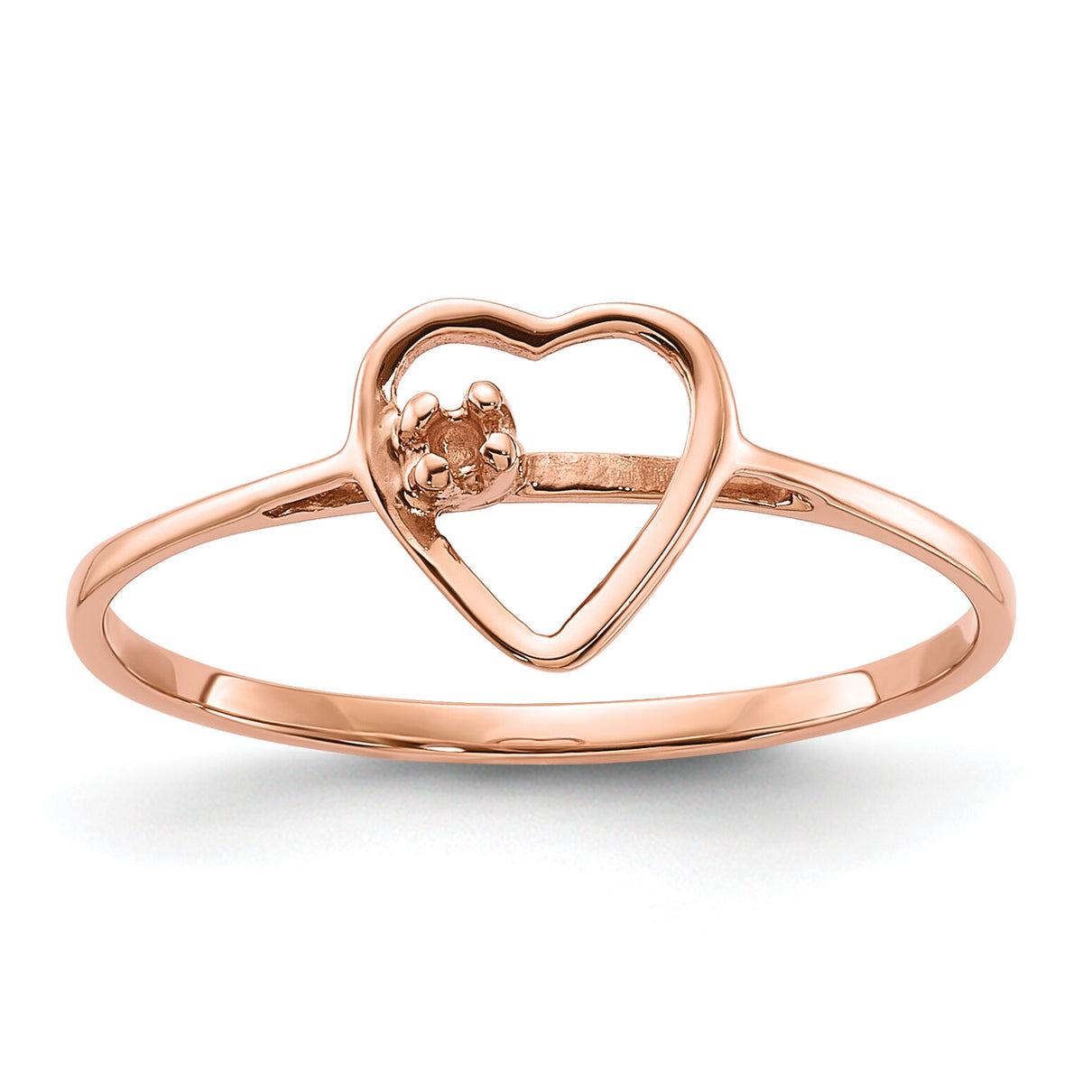14k Rose Gold Polished .02ct. Diamond Heart Ring Mounting-Y1779