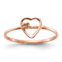 14k Rose Gold Polished .02ct. Diamond Heart Ring Mounting-Y1779