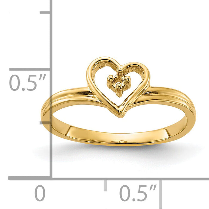 14k Polished .03ct. Diamond Heart Ring Mounting-Y1780