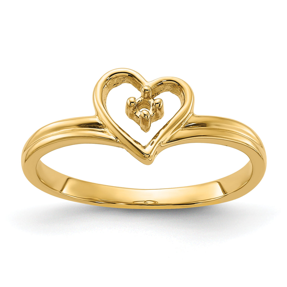 14k Polished .03ct. Diamond Heart Ring Mounting-Y1780