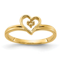 14k Polished .03ct. Diamond Heart Ring Mounting-Y1780