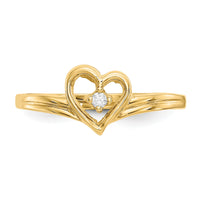 14k Polished AA Diamond heart ring-Y1780AA