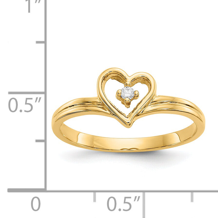 14k Polished AA Diamond heart ring-Y1780AA
