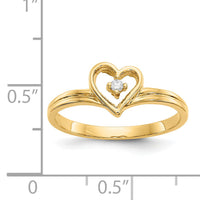 14k Polished AA Diamond heart ring-Y1780AA