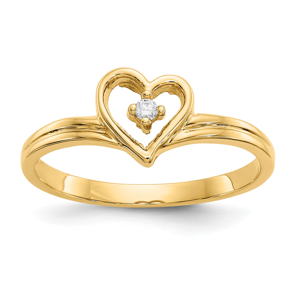 14k Polished AA Diamond heart ring-Y1780AA