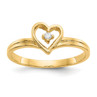 14k Polished AA Diamond heart ring-Y1780AA