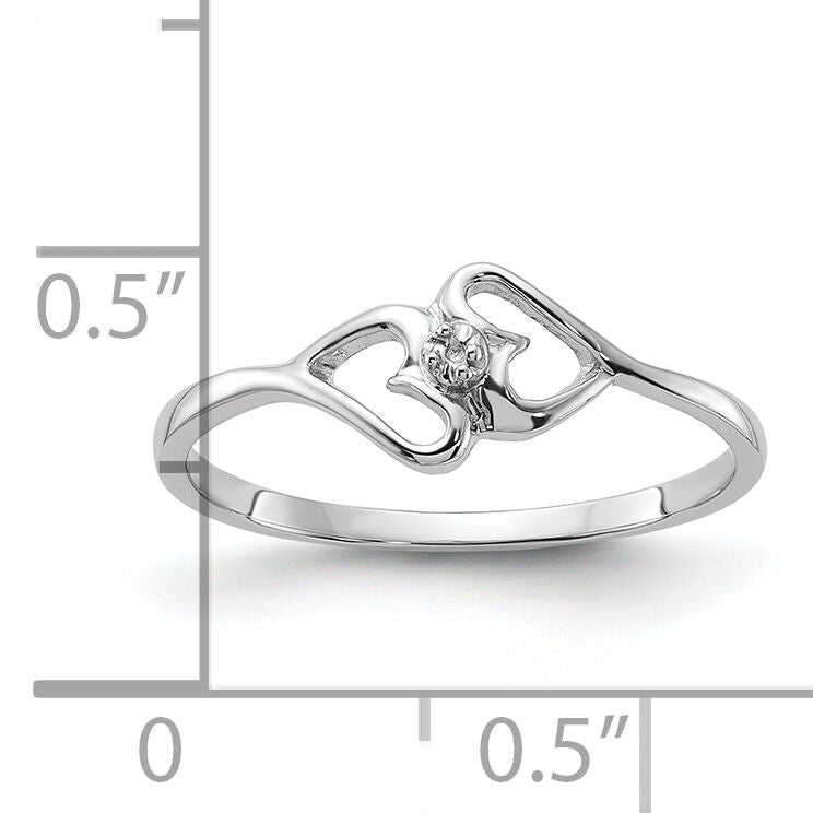 14k White Gold Polished Heart Ring Mounting-Y1787