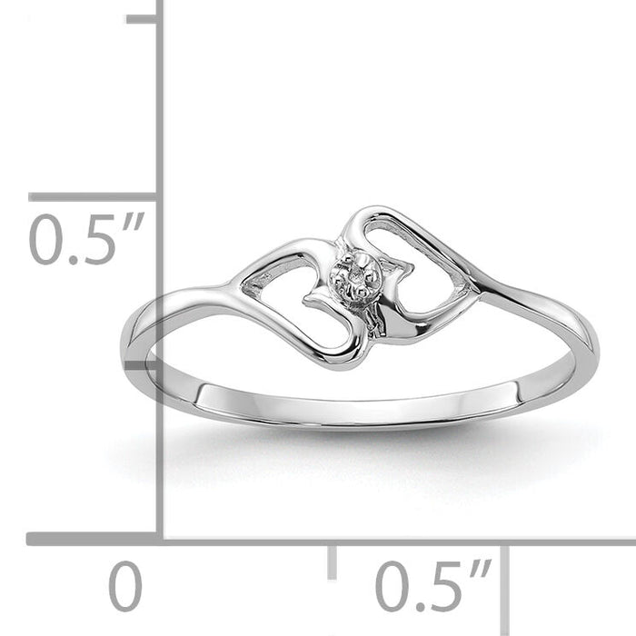 14k White Gold Polished Heart Ring Mounting-Y1787