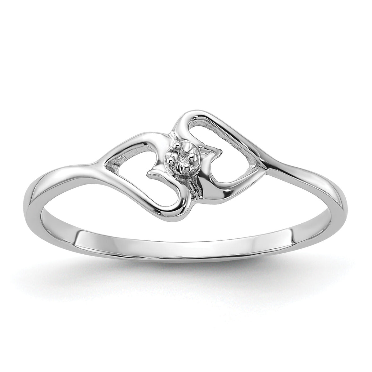 14k White Gold Polished Heart Ring Mounting-Y1787