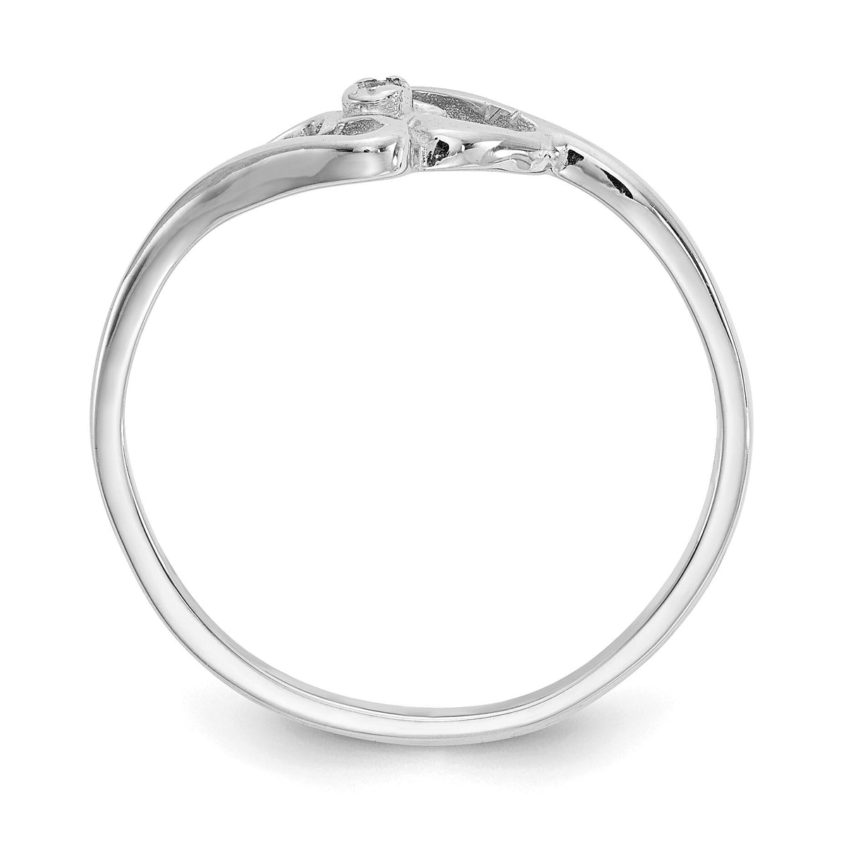 14k White Gold Polished AA Diamond Heart Ring-Y1787AA