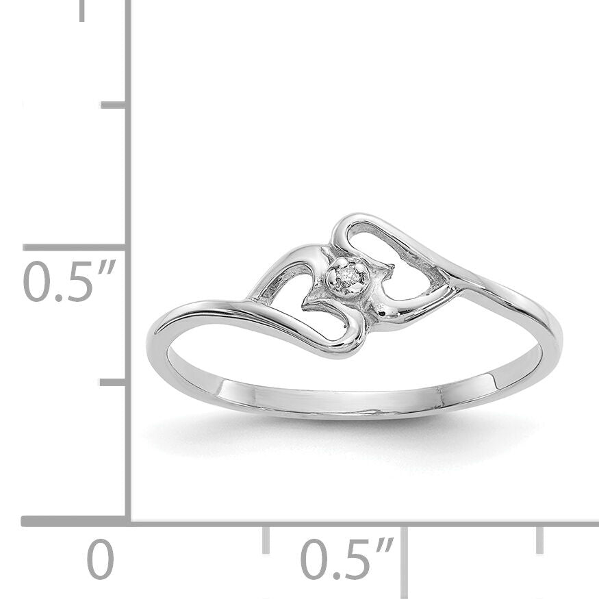 14k White Gold Polished AA Diamond Heart Ring-Y1787AA
