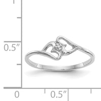 14k White Gold Polished AA Diamond Heart Ring-Y1787AA