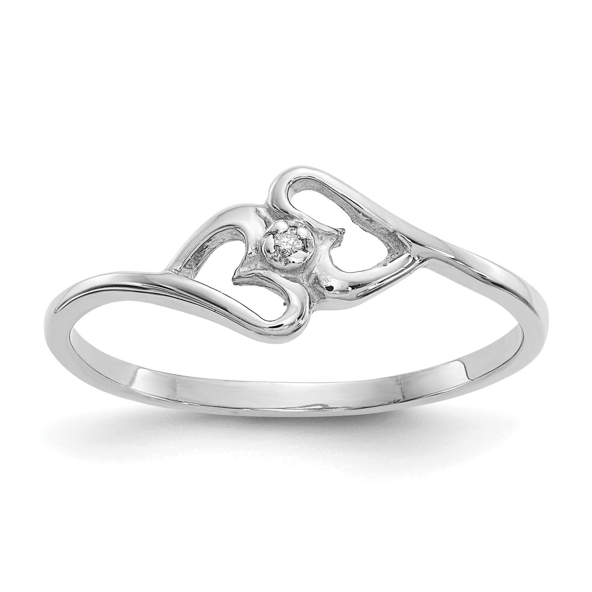 14k White Gold Polished AA Diamond Heart Ring-Y1787AA