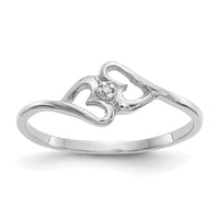 14k White Gold Polished AA Diamond Heart Ring-Y1787AA