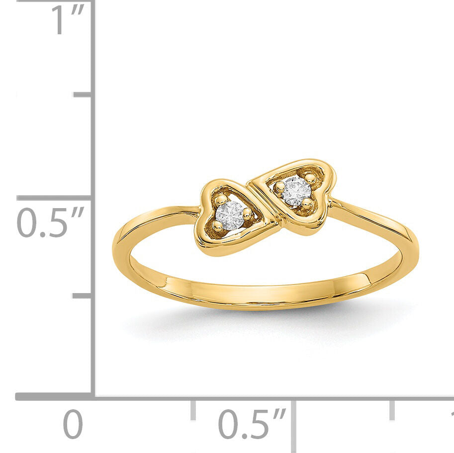 14k Polished AA Diamond heart ring-Y1792AA