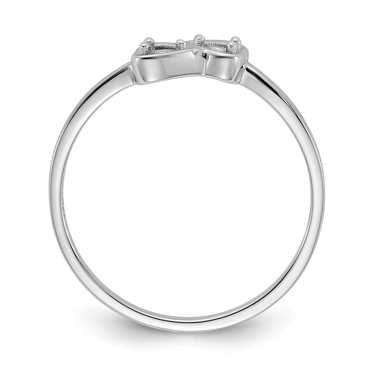 14k White Gold Polished Heart Ring Mounting-Y1793