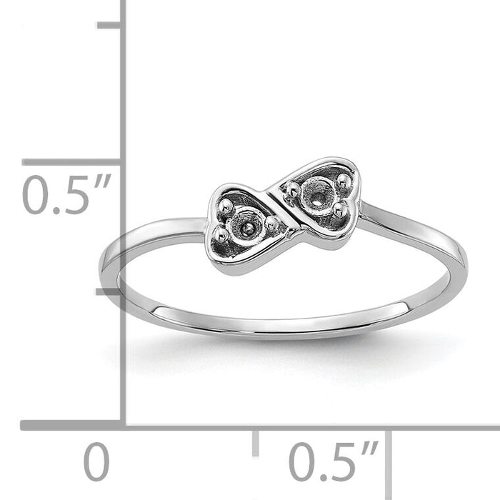 14k White Gold Polished Heart Ring Mounting-Y1793