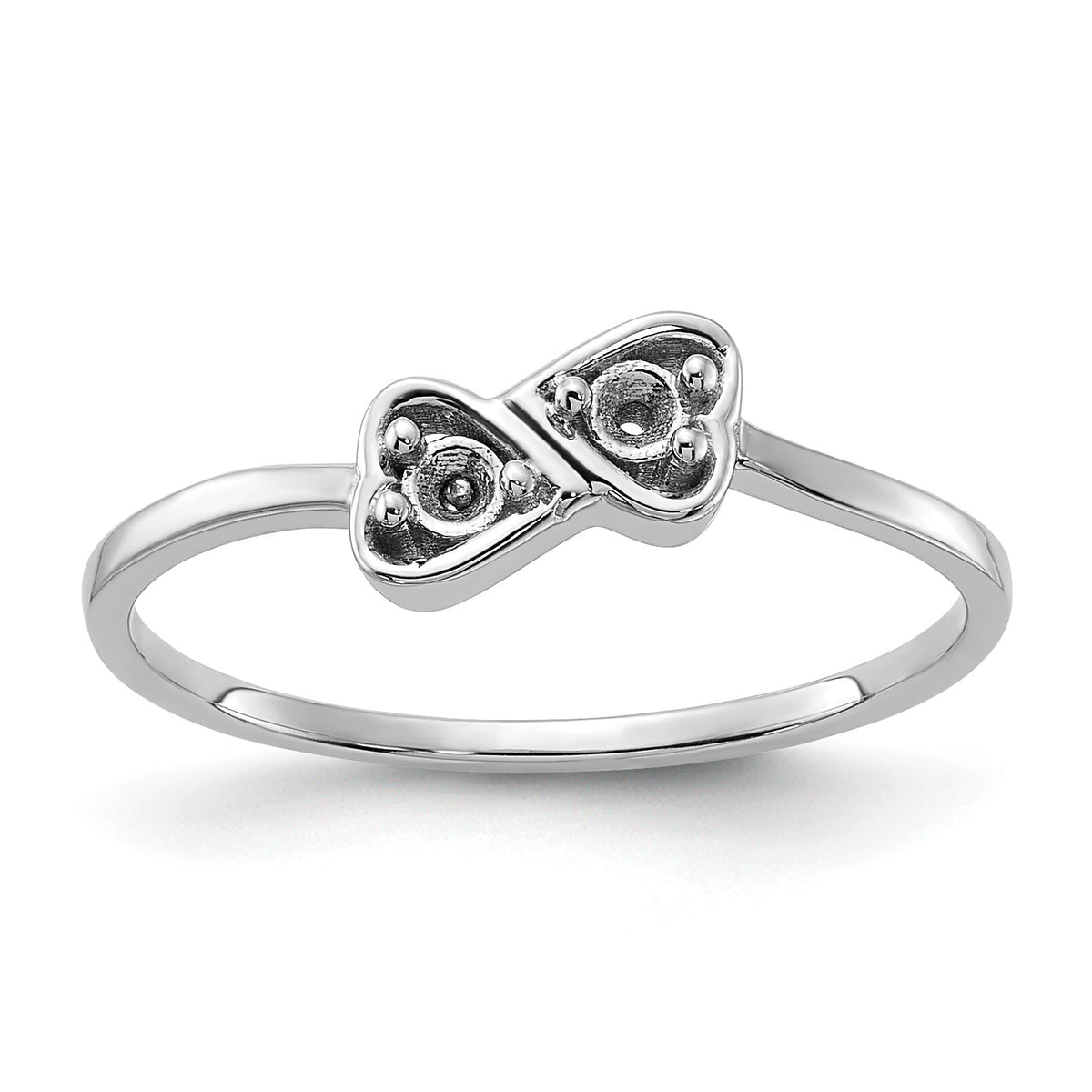 14k White Gold Polished Heart Ring Mounting-Y1793