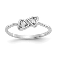 14k White Gold Polished AA Diamond Heart Ring-Y1793AA