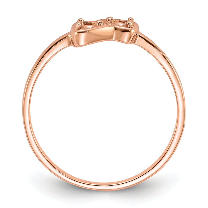 14k Rose Gold Polished .05ct. Diamond Heart Ring Mounting-Y1794