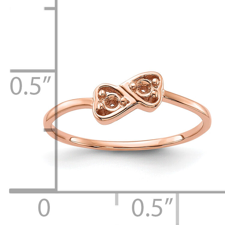 14k Rose Gold Polished .05ct. Diamond Heart Ring Mounting-Y1794