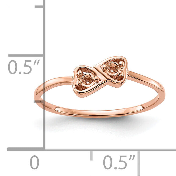 14k Rose Gold Polished .05ct. Diamond Heart Ring Mounting-Y1794