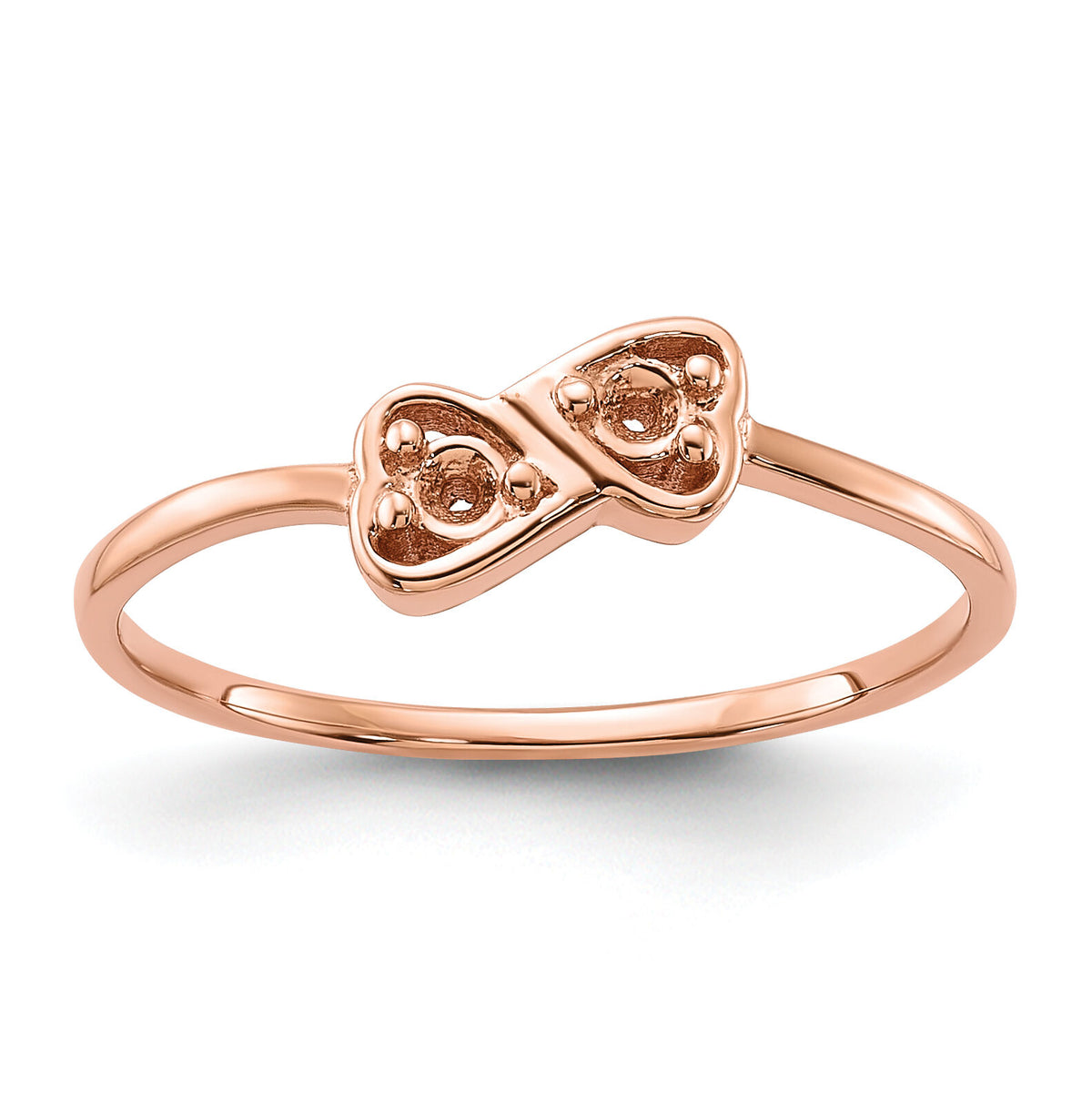 14k Rose Gold Polished .05ct. Diamond Heart Ring Mounting-Y1794