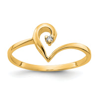 14K Polished .01ct. Diamond Heart Ring Mounting-Y1829Y