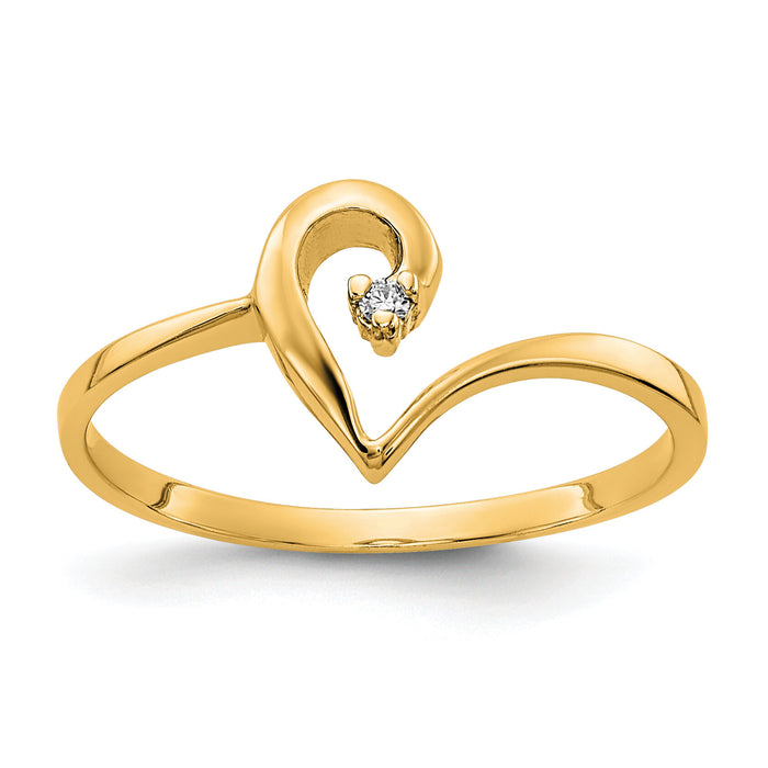 14K Polished .01ct. Diamond Heart Ring Mounting-Y1829Y