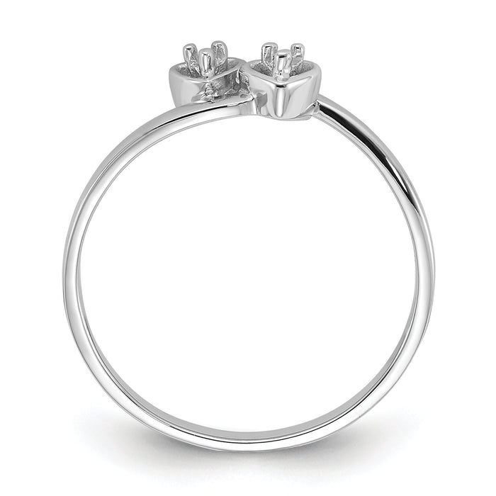 14k White Gold Polished .02ct. Diamond Heart Ring Mounting-Y1836