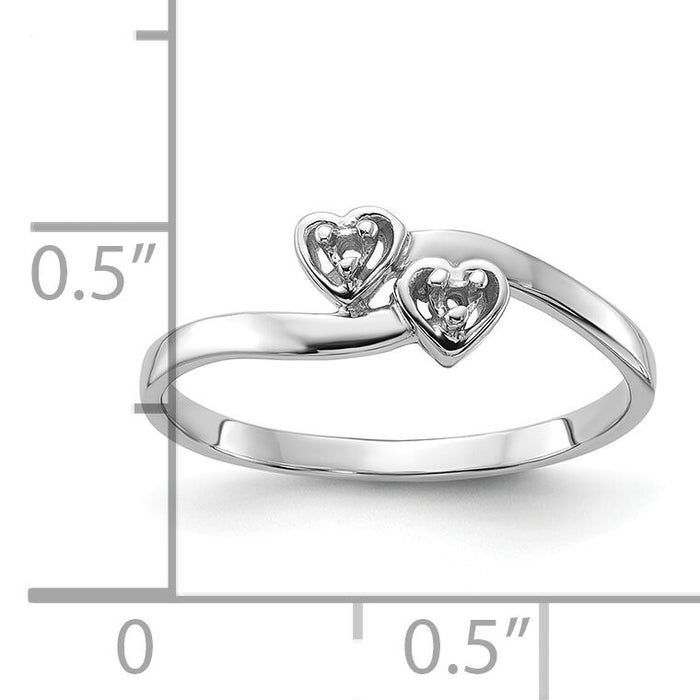14k White Gold Polished .02ct. Diamond Heart Ring Mounting-Y1836