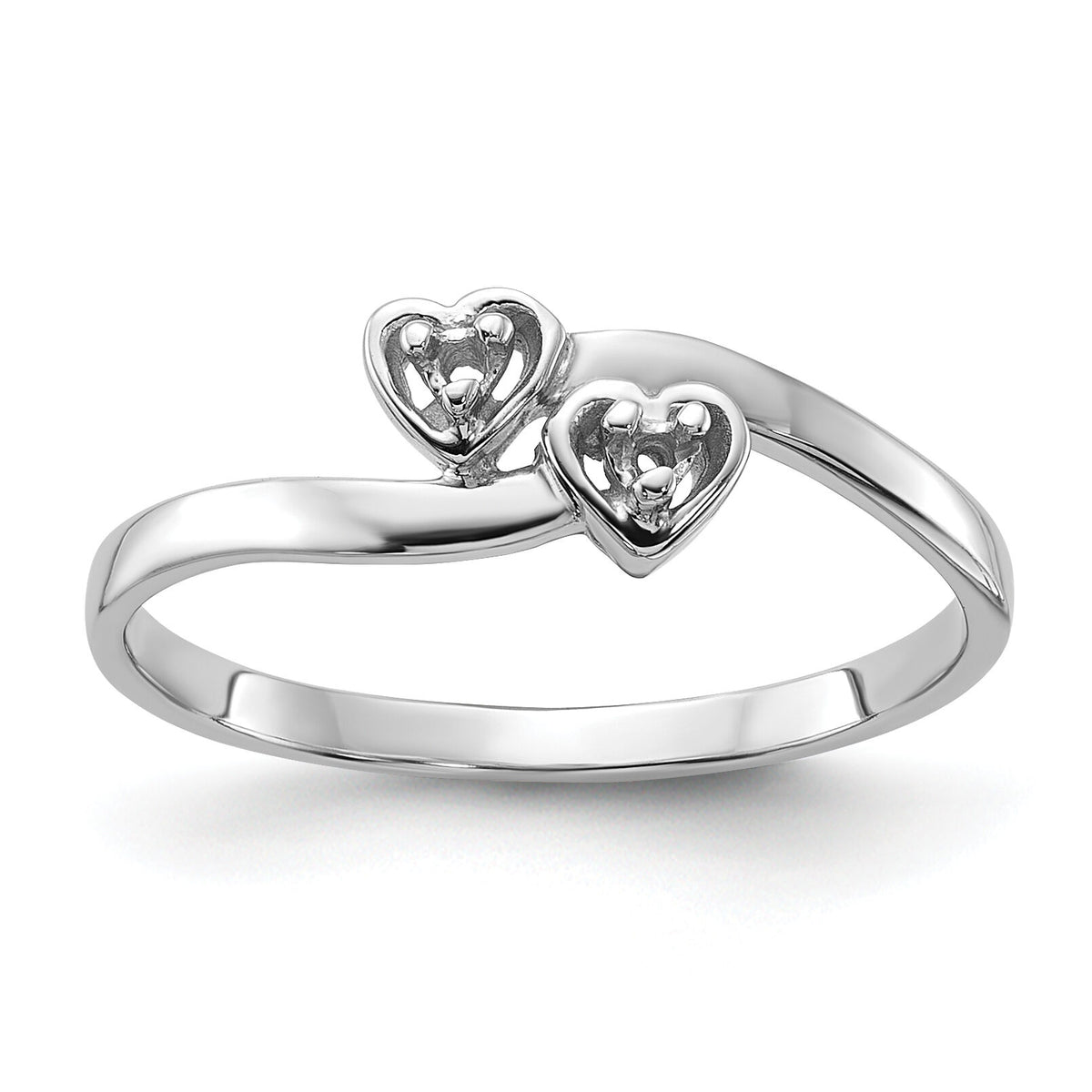 14k White Gold Polished .02ct. Diamond Heart Ring Mounting-Y1836