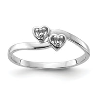 14k White Gold Polished .02ct. Diamond Heart Ring Mounting-Y1836